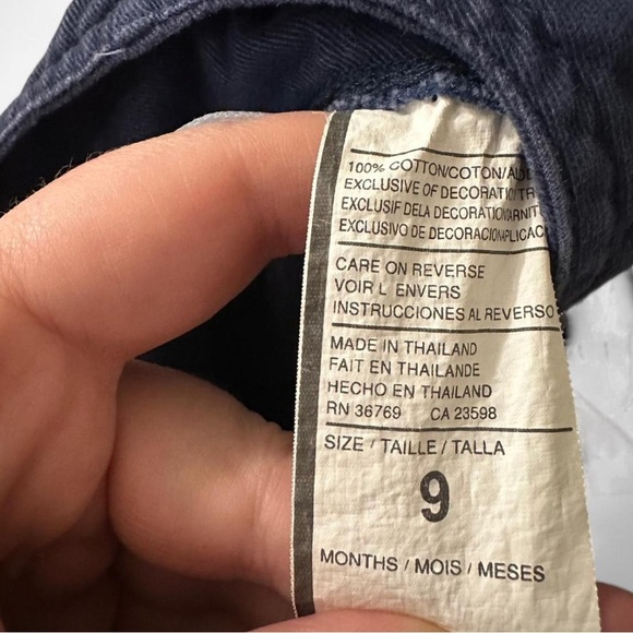 Navy blue baby sport vintage overalls with embroidered logo and snap buttons - Picture 4 of 5